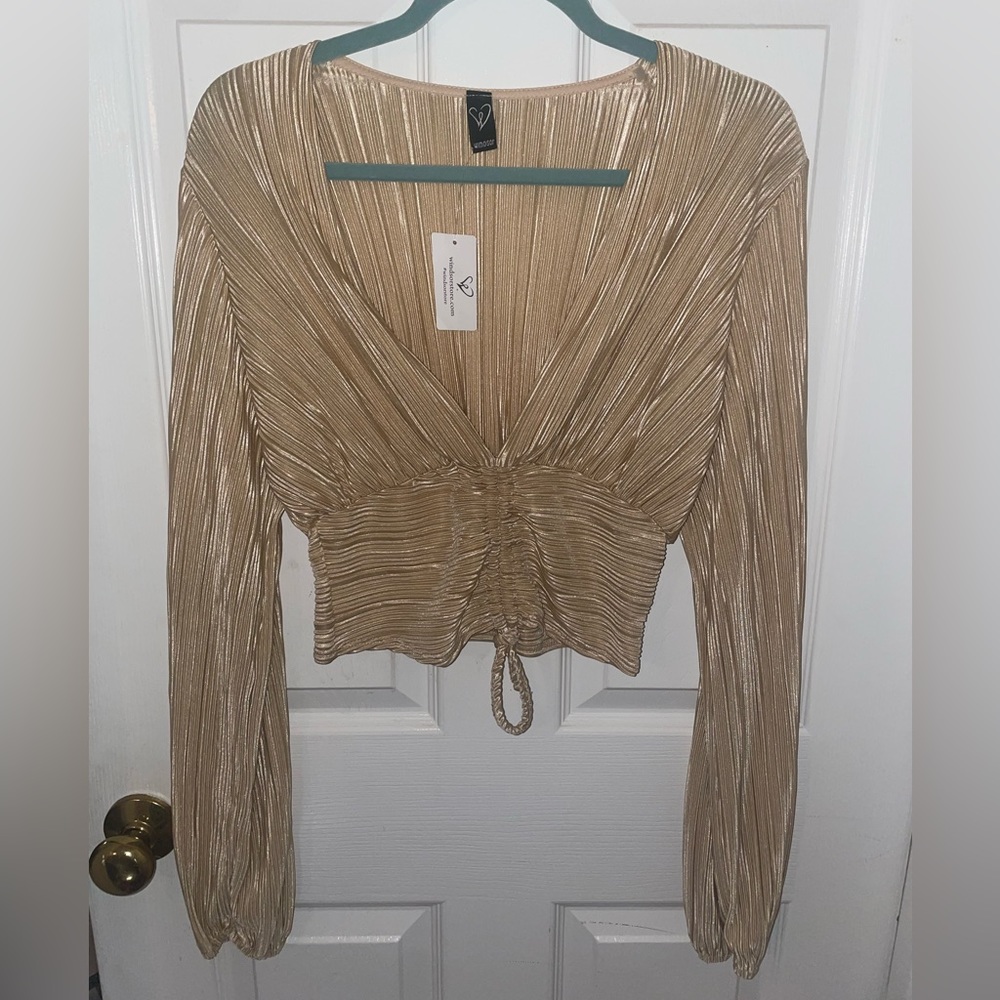 Windsor brand new pleated gold crop top
